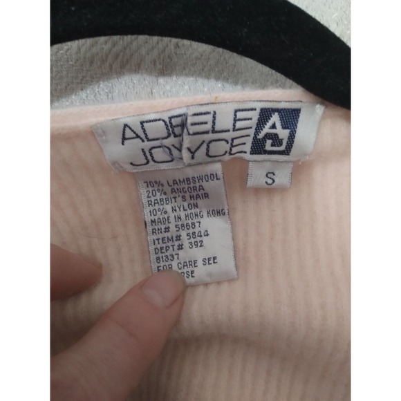 Adele Joyce Cardigan Sweater Angora Lambswool Pearl Pink Peach Size Small Petit - Picture 3 of 3
